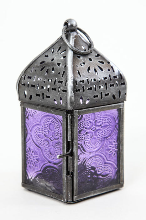 Lantern embossed square purple 12 x 5.5 x 5.5 cm