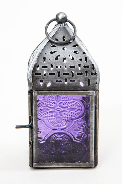 Lantern embossed square purple 12 x 5.5 x 5.5 cm