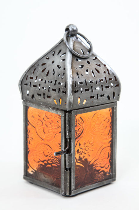 Lantern embossed square orange 12 x 5.5 x 5.5 cm