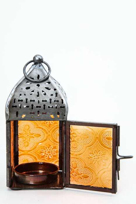 Lantern embossed square orange 12 x 5.5 x 5.5 cm