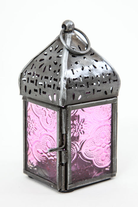 Lantern embossed square light purple 12 x 5.5 x 5.5 cm