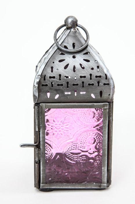 Lantern embossed square light purple 12 x 5.5 x 5.5 cm