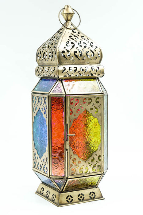 Lanterne en laiton multicolore