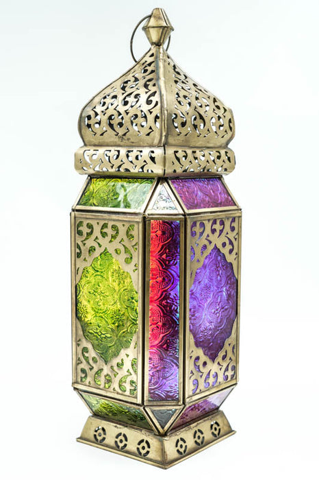 Lanterne en laiton multicolore