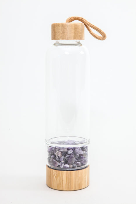 Bottle of gemstone granules amethyst