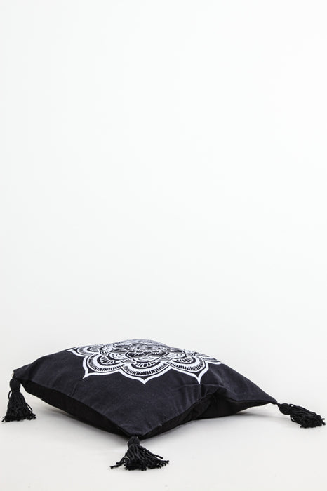 Housse de coussin Mandala 40 x 40 cm noir/blanc