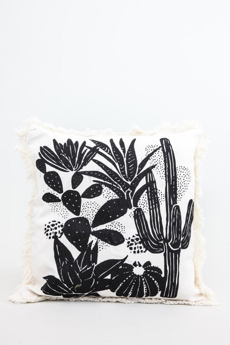 Housse de coussin cactus 40 x 40 cm blanc/noir