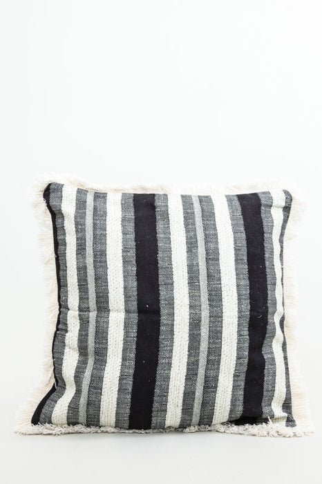 Housse de coussin rayée 40 x 40 cm blanc/gris/noir