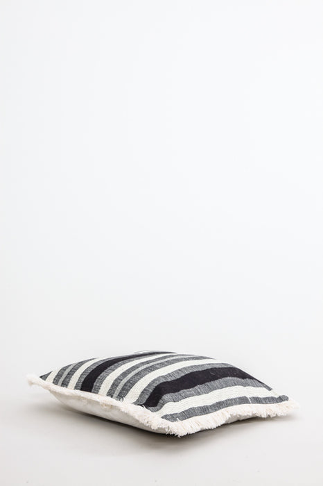 Housse de coussin rayée 40 x 40 cm blanc/gris/noir