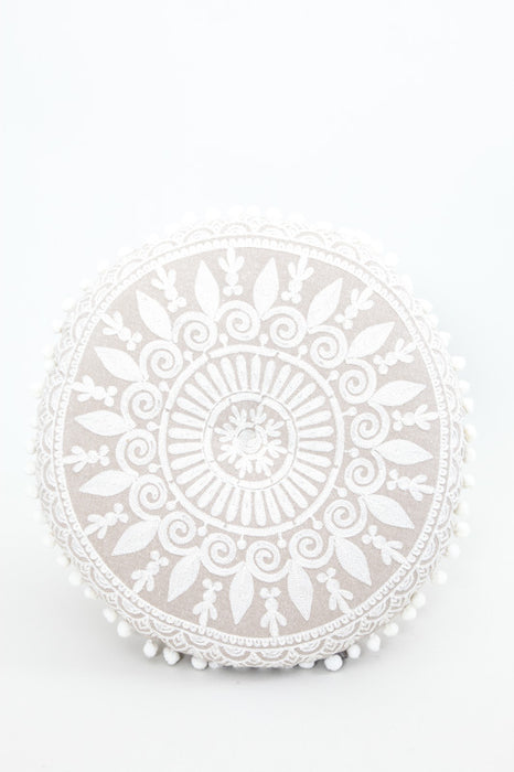 Cushion round cream patterned 40 x 40 cm