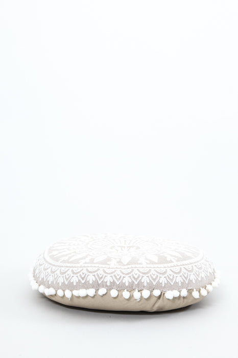 Cushion round cream patterned 40 x 40 cm