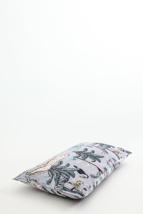 Decorative cushion cotton/velvet grey/green 35 x 60 cm