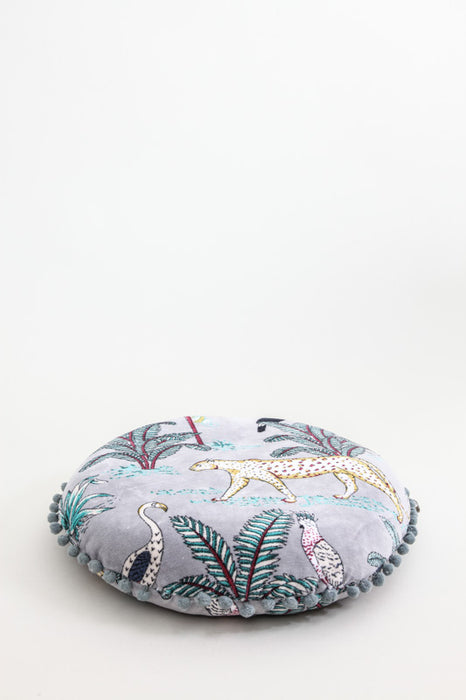 Decorative cushion cotton/velvet grey/green 40 x 40 cm