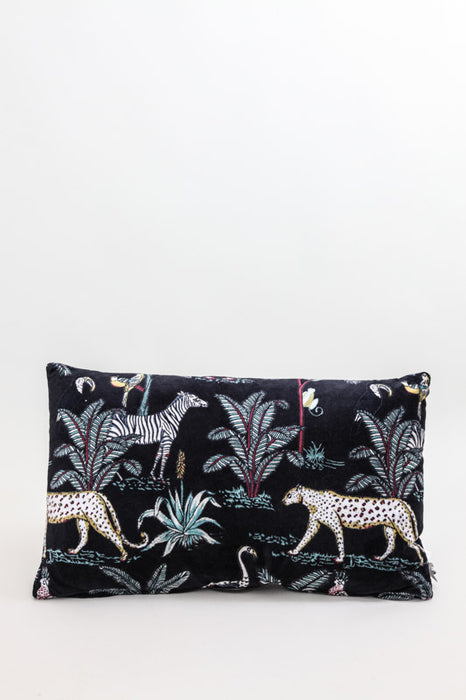 Decorative cushion cotton/velvet black/green 35 x 60 cm