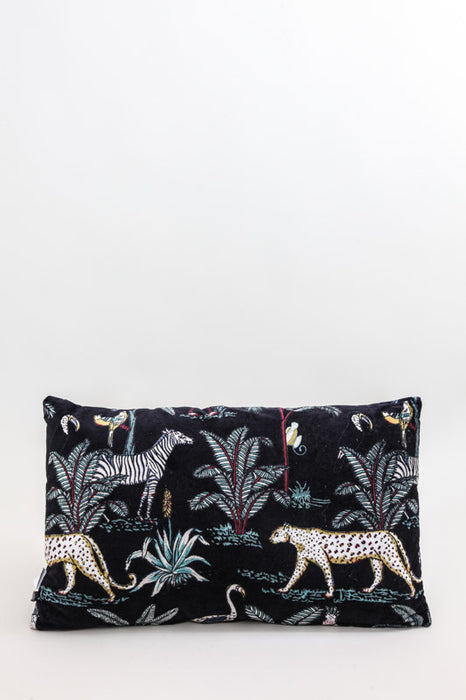 Decorative cushion cotton/velvet black/green 35 x 60 cm