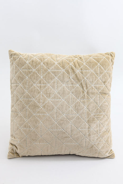 Decorative cushion cotton/velvet beige/olive 45 x 45 cm