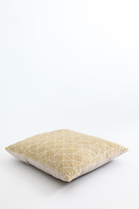 Decorative cushion cotton/velvet beige/olive 45 x 45 cm