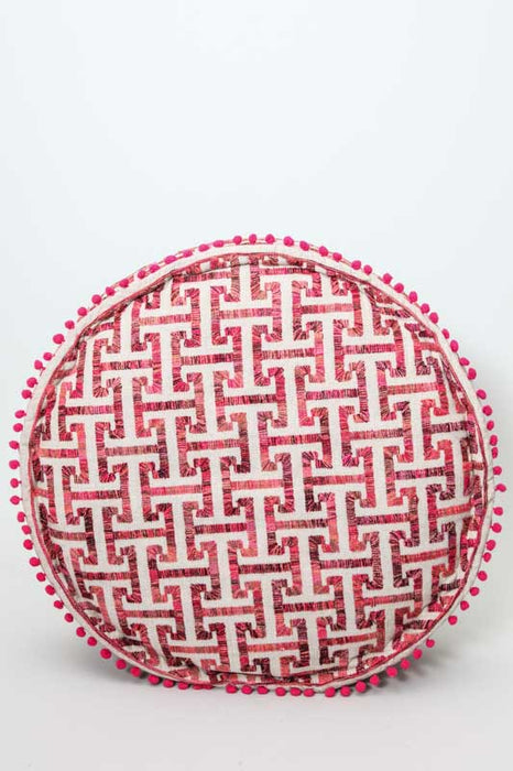 Pouf rond brodé assorti 60 x 25 cm