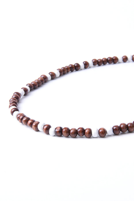 Collier ras du cou pour hommes, perles en bois, 45 cm