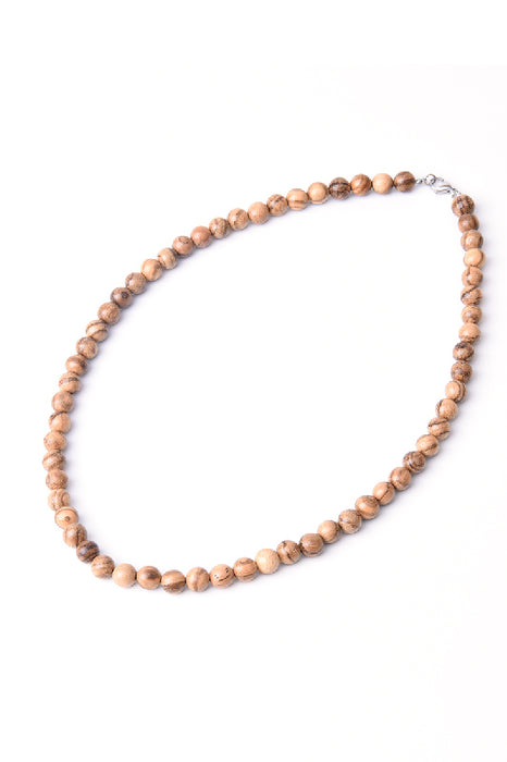 Collier homme perles en bois 8mm, 50 cm