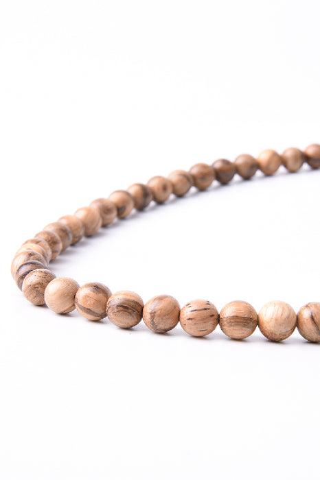 Collier homme perles en bois 8mm, 50 cm