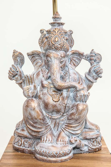 Lamp Ganesha green/gold 27cm