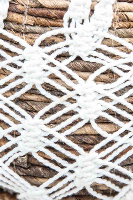 Banana leaf basket with macrame white