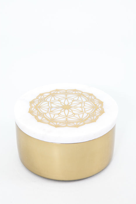 Tin with lid flower of life 10 x 10 cm