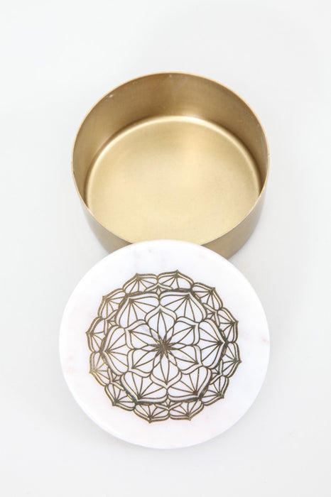 Tin with lid flower of life 10 x 10 cm