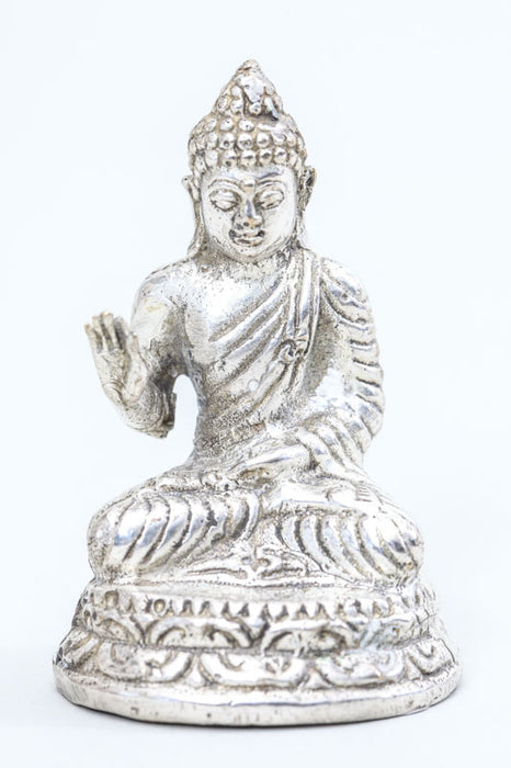 Buddha Yogasitz silberfarben