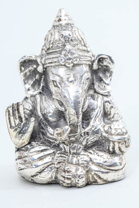 Ganesha sitzend silberfarben