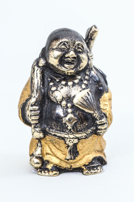 Happy Buddha stehend bronzefarben