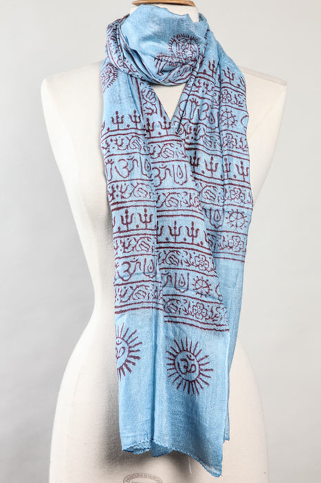 Écharpe de yoga bleu clair/rouge 95 x 195 cm