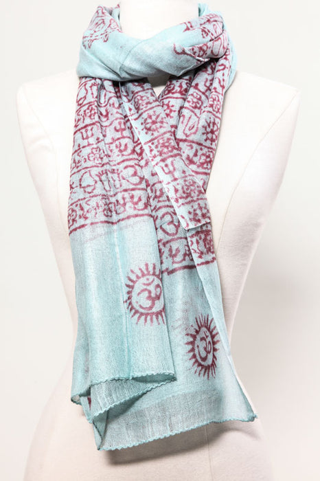 Yoga scarf turquoise/red 95 x 190 cm