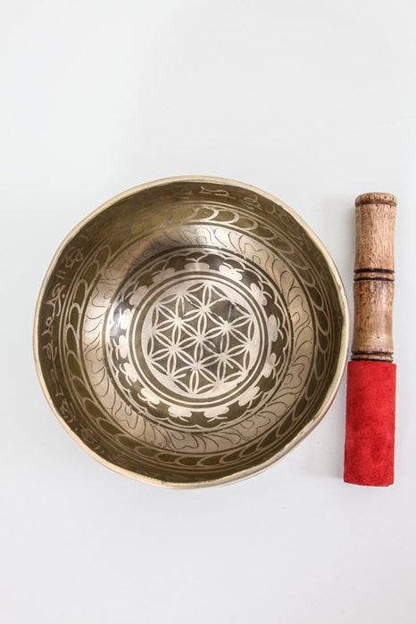 Singing bowl handmade flower of life 18 cm