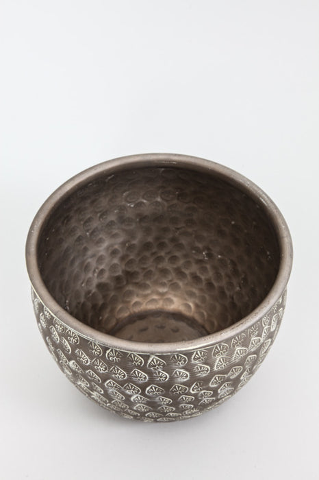 Plant pot aluminum antique green 20 x 18 cm