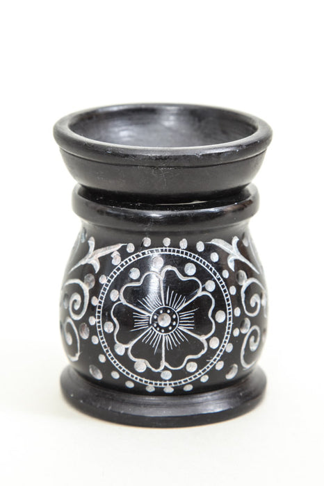 Fragrance lamp carved black 6 cm