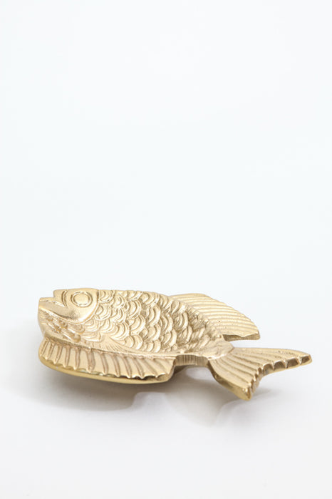 Decorative bowl aluminum fish gold-colored 19 x 14 cm