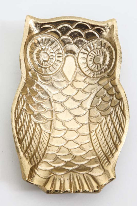 Bol hibou décoratif en aluminium doré 16 x 10 cm