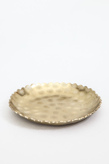 Tray round aluminum gold colored 10.5 cm