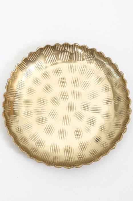 Tray round aluminum gold colored 10.5 cm