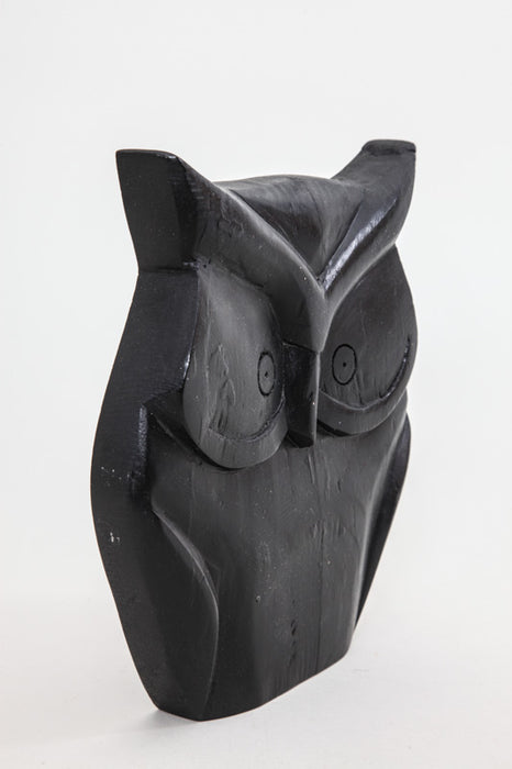 Decorative owl wood black 25 cm