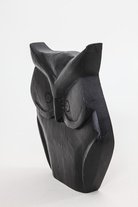 Decorative owl wood black 25 cm