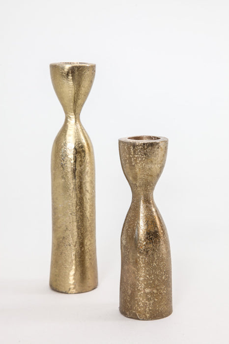 Candle holder aluminum gold colored 13x3.5 cm