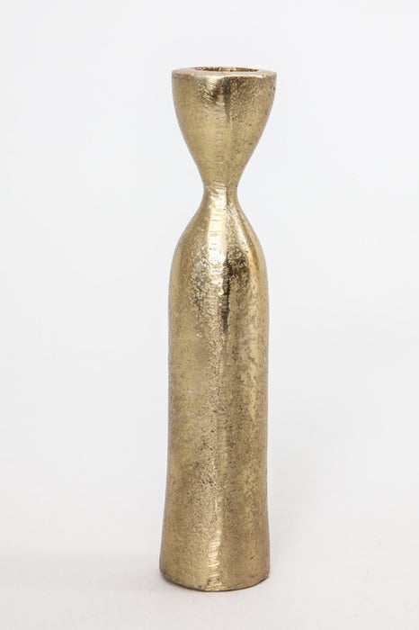 Candle holder aluminum gold colored 18x3.5 cm