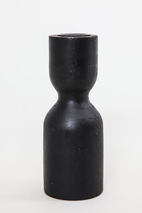 Candle holder wood black 15x6 cm