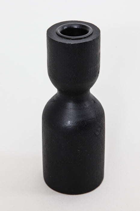 Candle holder wood black 15x6 cm