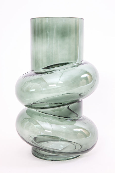 Vase glass green 16 x 25.5 cm