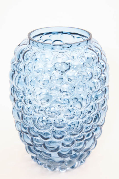 Vase glass blue 14.5 x 20 cm