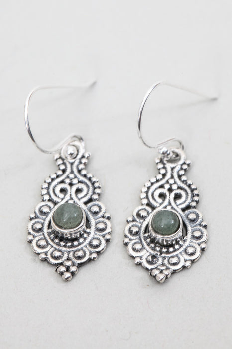 Silver earring green aventurine